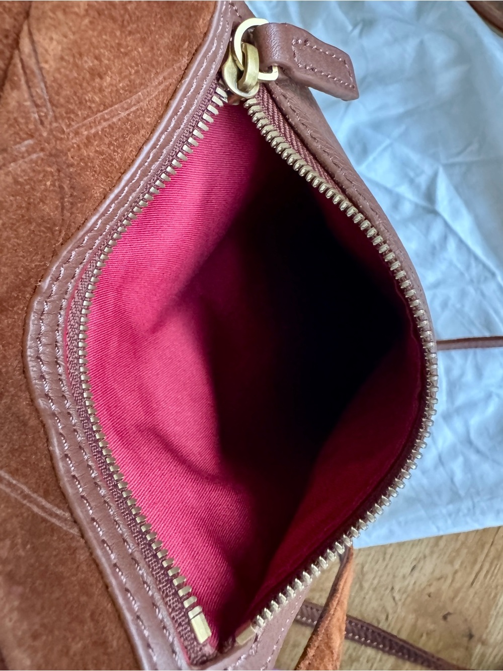 Hammitt Kyle Chocolate Diamond Suede Antique Gold Small Crossbody - Picture 11 of 15